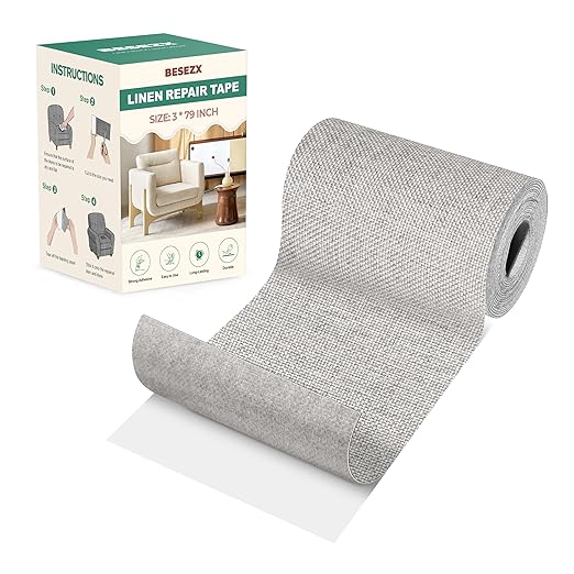 Besezx Linen Fabric Repair Tape, 3x79 Inch Self Adhesive Repair Patches