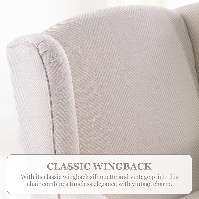 HUIMO Living Room Chair Upholstered High Back Armchair Retro Printed Wingback