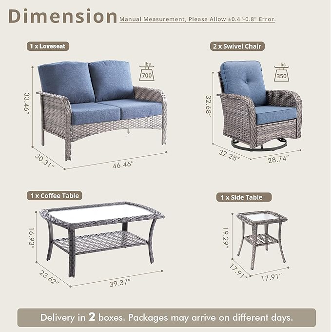 Weaxty Wicker Patio Furniture Set
