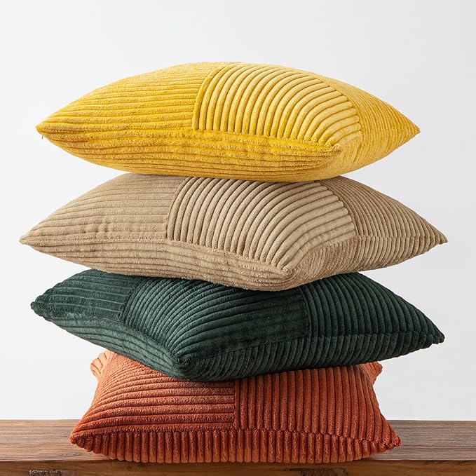 MIULEE Green Rust Throw Pillow Covers 18x18 Inch Set of 4 Boho Farmhouse Soft