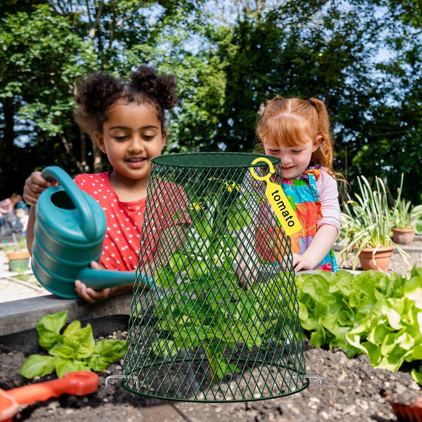 5 Packs 12"x15" Garden Cloches for Plants, Plant Protectors from Animals,Plant Cages for Outdoor Plants,Plant Covers from Animals,Chicken Wire Cloche with Stakes & Labels for Protect Plants,Vegetables