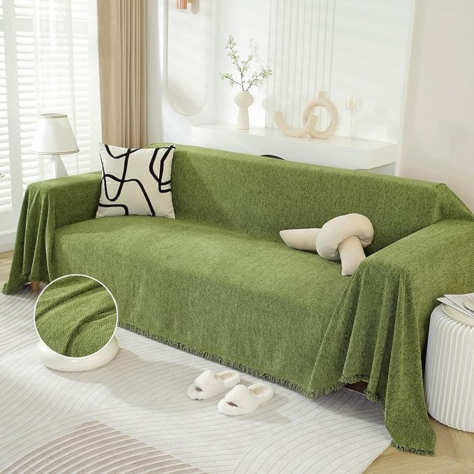 DREAMINGO Sofa Covers Washable Chenille Couch Cover Blanket Modern Style Living