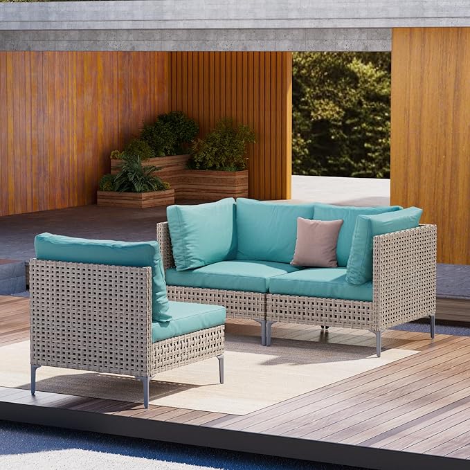 Grand patio 3-Piece Wicker Patio Furniture Set, Boho Outdoor Conversation Set