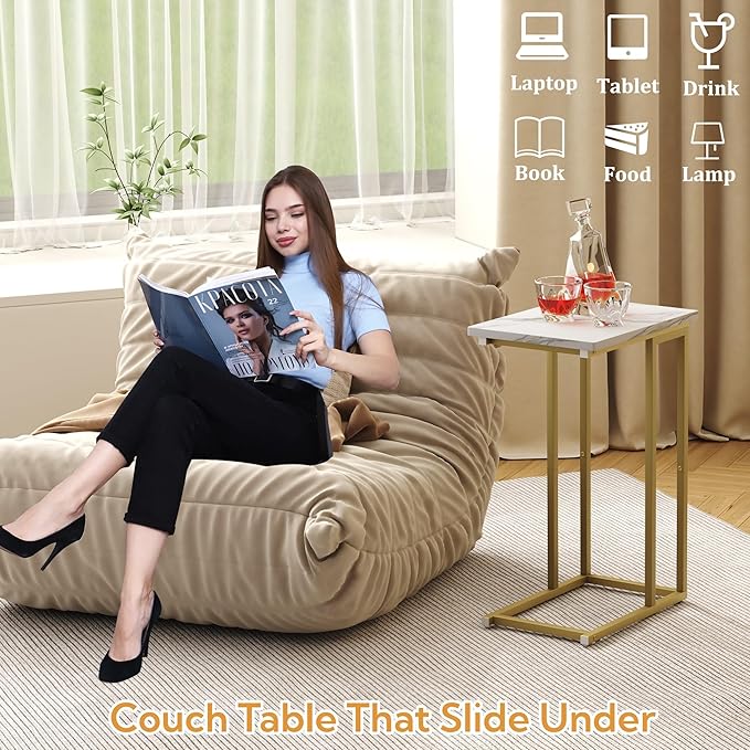 Function Home C Shaped End Table, Small Side Tables