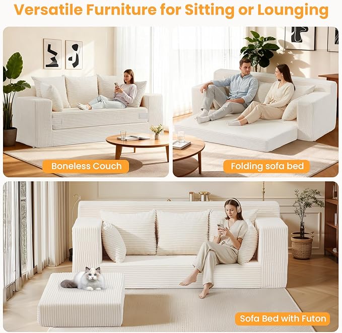 Boneless Couch 70 inch, 3 Seater Couch