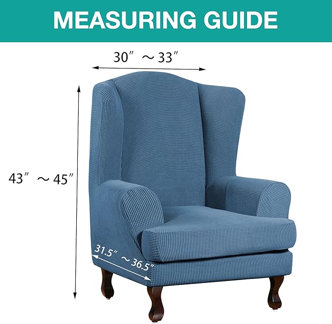 Turquoize Wingback Chair Covers 2 Piece Wing Chair Slipcover Stretch Slipcovers