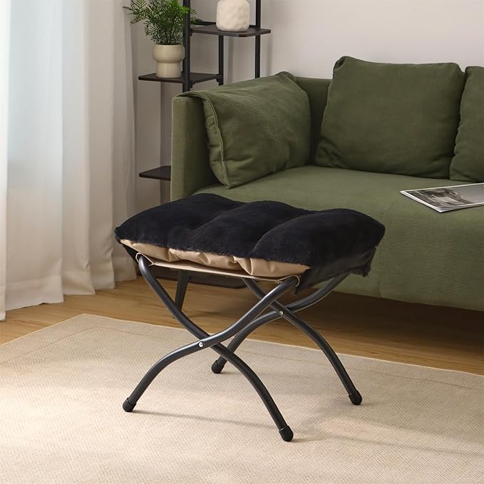 15" Folding Ottoman, Foldable Footrest Stool, Portable Small Foot Stool
