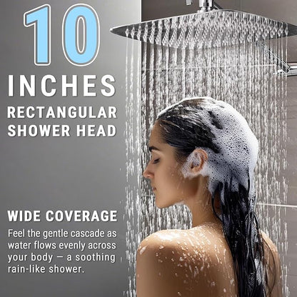 G-Promise All Metal 10 Inch Rain Shower Head with Massage Mode Handheld Spray Combo, 3-Way Diverter with Pause Setting, Full Body Coverage, Modern Bathroom Upgrade (Chrome)