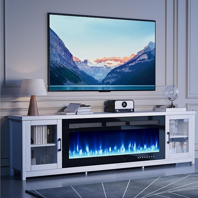 MXV 80" Fireplace TV Stand, Modern Entertainment Center