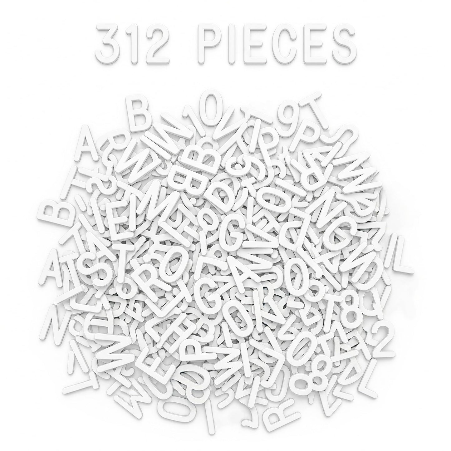 1 Inch Plastic Letter Board Letters, 312 PCS White Replacement Letters and Numbers, Compatible with 1-Inch Letter Grooves for Felt and Directory Boards, Letters Only