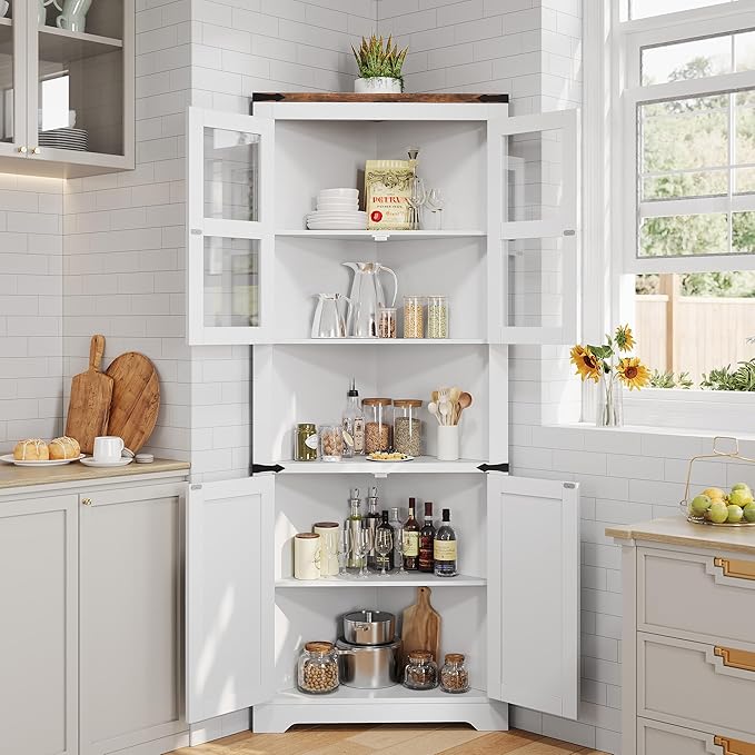 GarveeHome 67 in Tall Corner Storage Cabinet