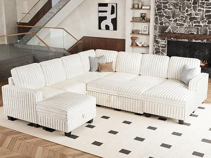 Belffin Corduroy Corner Seat for Modular Sofa Sectional Couches for Living Room
