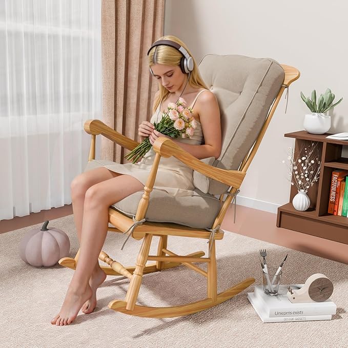 Rocking Chair Cushions with Pillow, Waterproof and Fade-Resistant Thicken