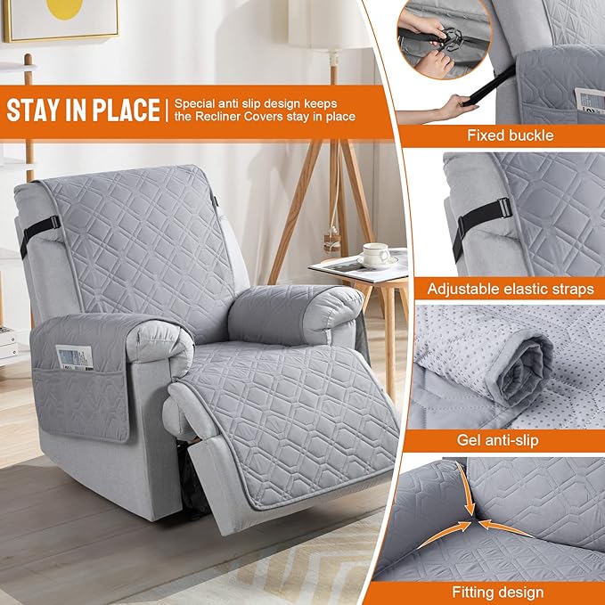 VANSOFY 100% Waterproof Recliner Chair Covers, Recliner Cover Non-Slip Dog