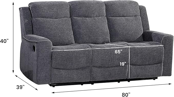 Betsy Furniture Soft Microfiber Manual Reclining Sofa w/Dropdown Table
