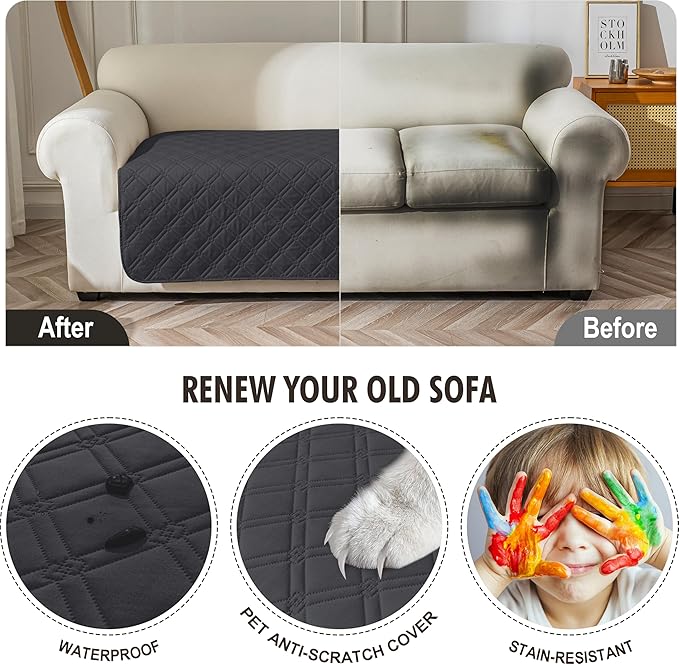 Genina Waterproof Couch Cover, Washable Anti-Slip 51 inch Loveseat Sofa Covers