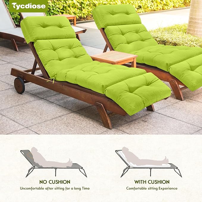 Waterproof Chaise Lounge Chair Cushions Outdoor 74.4 x 22 x 4.7 Inches