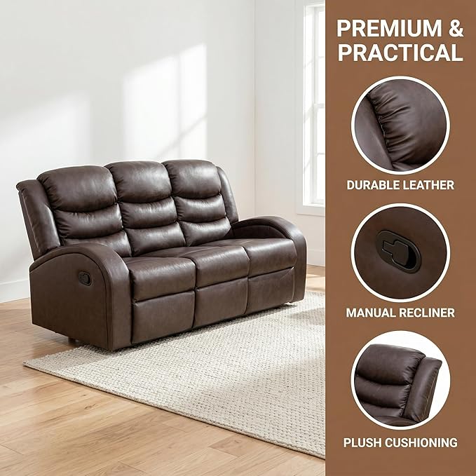 Recliner Sofa Set 3 Piece Living Room Furniture Set Couch Sectional Leather