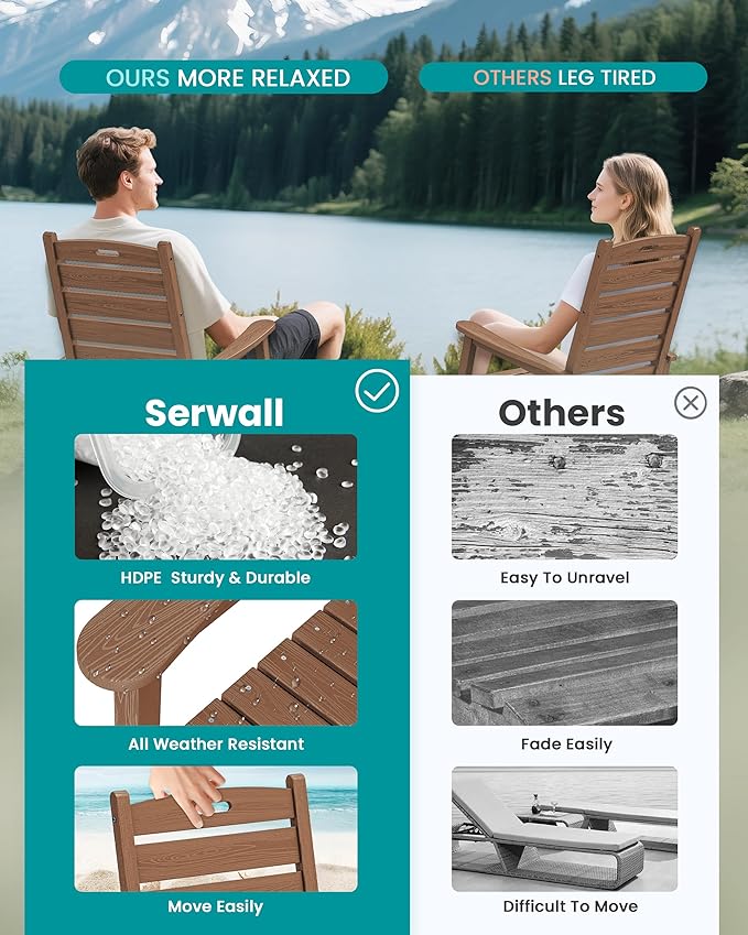 SERWALL Outdoor Rocking Chair, Oversized Rocking Chair