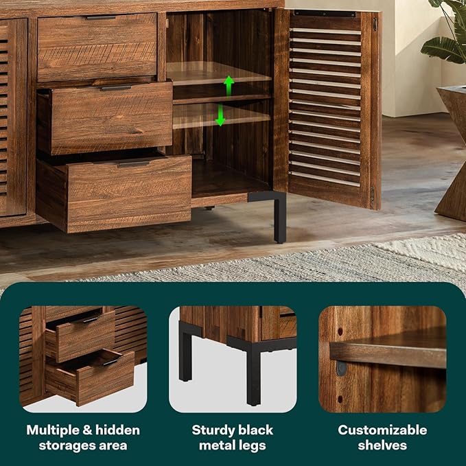 Bme Millie Premium Solid Wood Sideboard Storage Cabinet