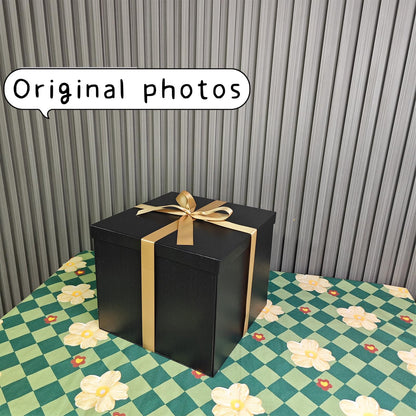 YINUOYOUJIA Large Gift Box 12x12x10 Inches,Black Boxes for presents with Ribbon,Card,Shredded Paper for Birthday,Valentine's Day,Mother's Day,Christmas,Anniversaries.