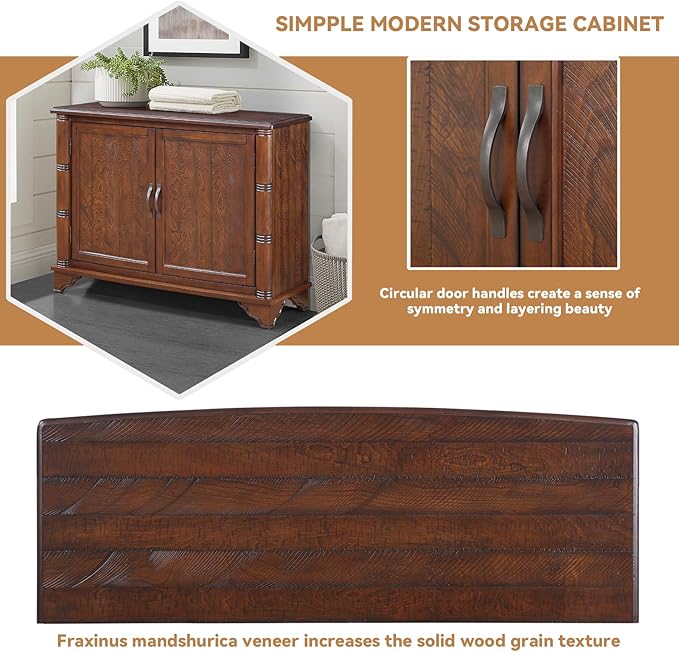 40" Solid Wood Buffet Storage Cabinet, Vintage Console Table