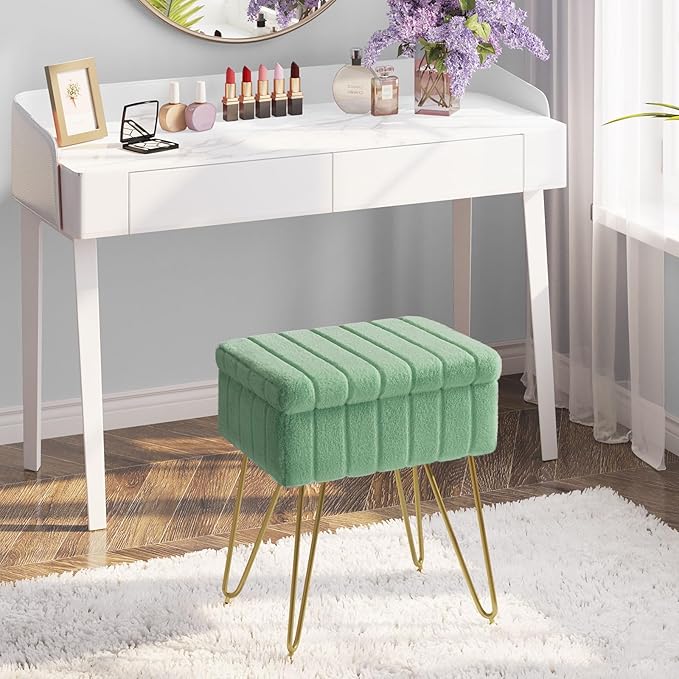 Greenstell Vanity Stool Chair Faux Fur