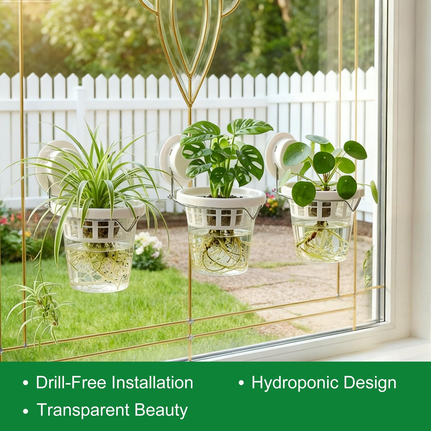 3 Pcs Window Propagation Stations Plastic Wall Hanging Planter with Suction Cup Holder Window Mounted Plant for Hydroponics Plants, Home, Office, Bathroom, Living Room Decor and Any Smooth Surface