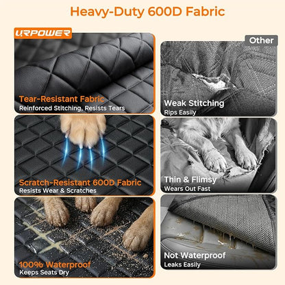 URPOWER Dog Car Seat Cover for Pets 100% Waterproof Seat Cover Hammock 600D Heavy Duty Scratch Proof Nonslip Durable Soft Back Seat Covers for Cars and SUVs