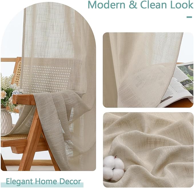 Chyhomenyc Semi Sheer Curtains 84 Inches Long 2 Panels Set, Light Filtering