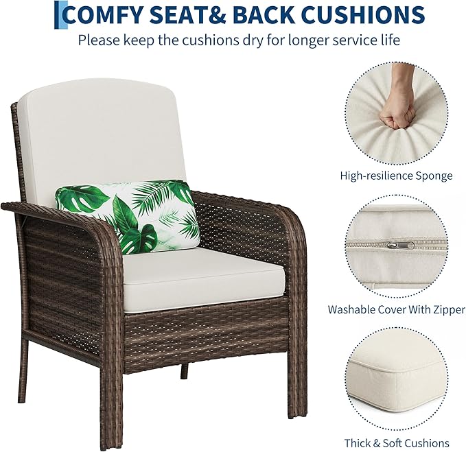 2-Piece Outdoor Patio Furniture Set, All-Weather Rattan Chairs