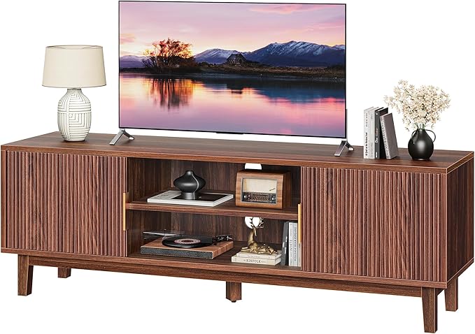 PRAISUN 54 Inch TV Stand for 50, 55 Inch TV, Fluted Entertainment Center