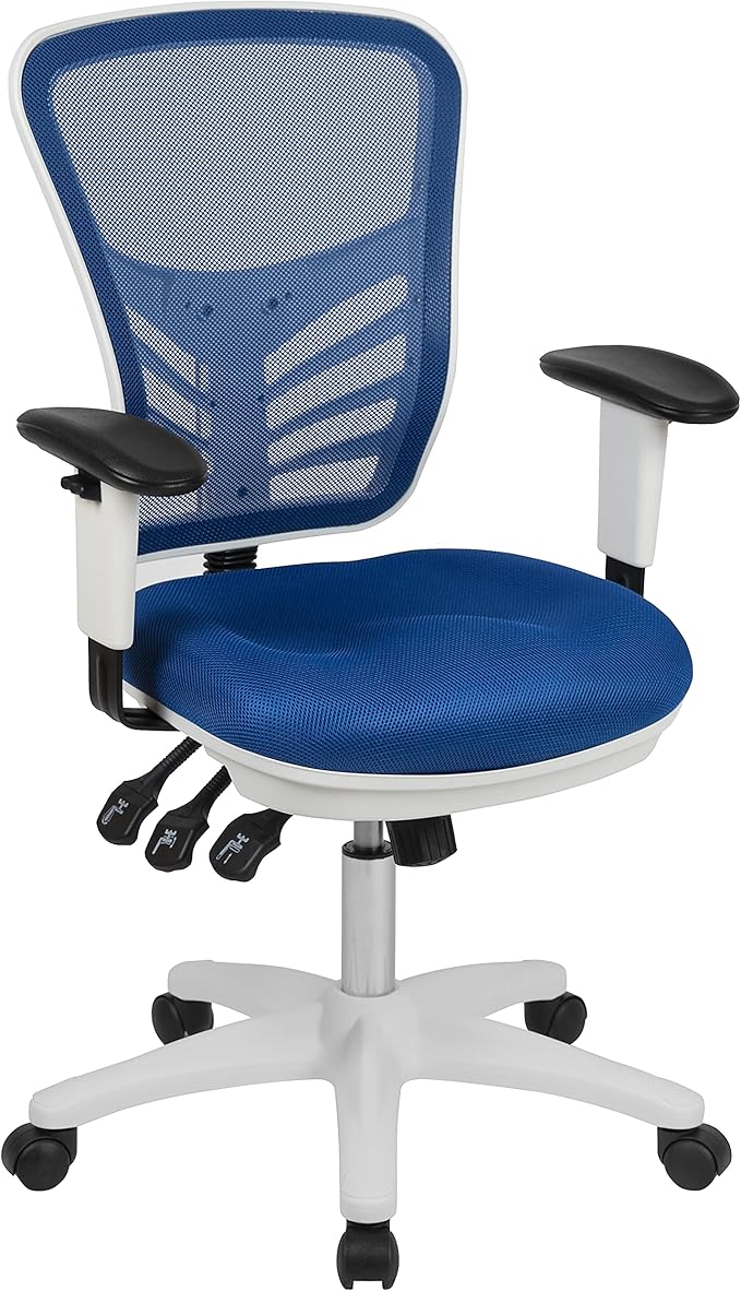Flash Furniture Nicholas Mid-Back Blue Mesh Multifunction Executive Swivel