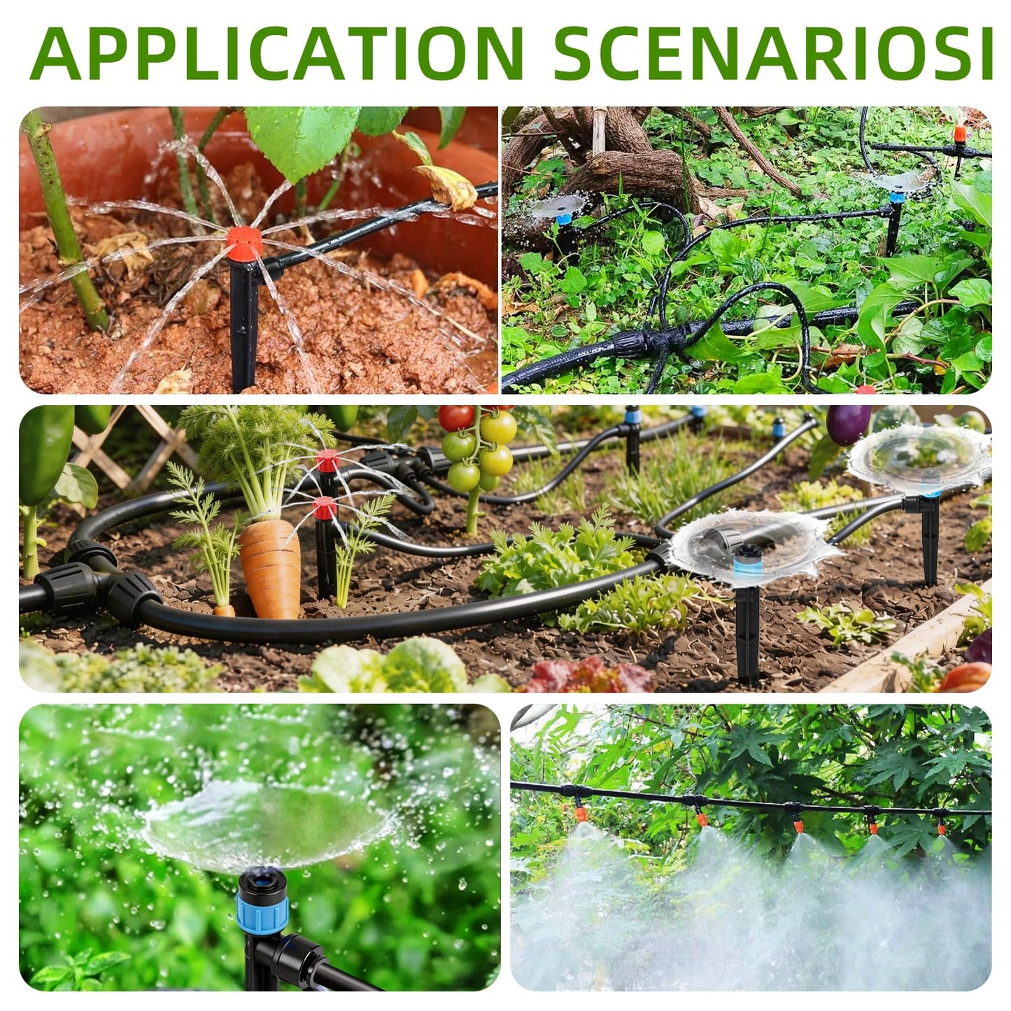 Drip Irrigation System,248FT Automatic Garden Watering System with 1/2" & 1/4" Fast-Lock Tubing Adjustable Nozzles & Sprinklers,Quick-Connect Drip Irrigation System Kit for Garden,Lawn,Potted Plants