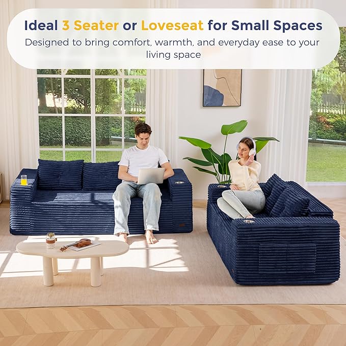 MAXYOYO 79" Oversized Boneless Loveseat Sofa Couch