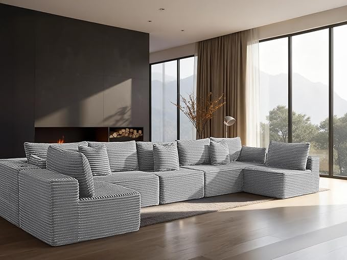 168" Cloud Sectional Couch, Comfort U Shaped Sofa