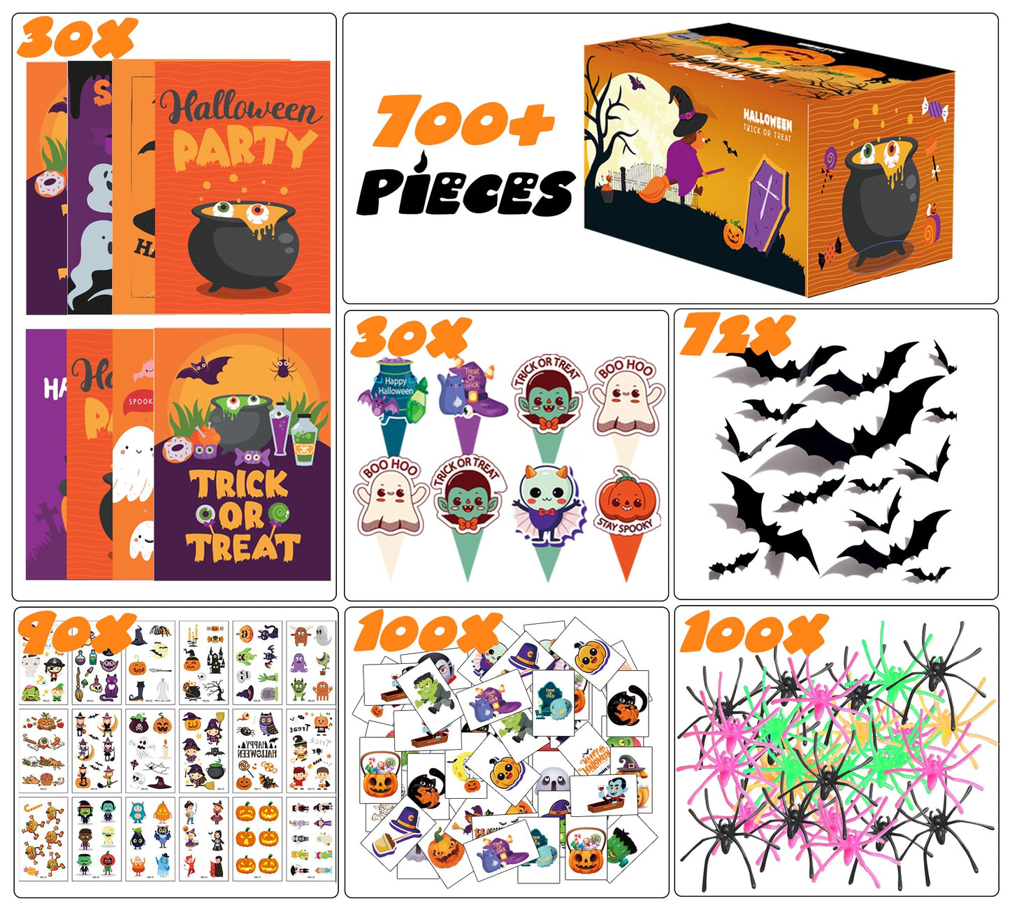 PLOUGVI 702PCS Halloween Party Favors Supplies Decorations - Trick or Treat Goodies Bag Fillers Stuffers - Halloween Toys for Classroom Prizes Gifts