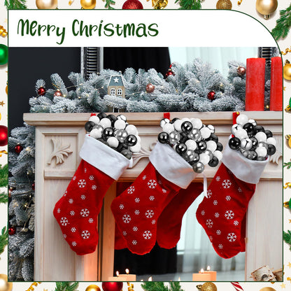 Syhood 12 Set 7.9 Inch Christmas Ball Ornaments on Wired Picks Shatterproof Xmas Ball Picks for Christmas Tree Vase Wreath Stairs Garland Decoration Supplies(Black,Silver,White,Plastic)