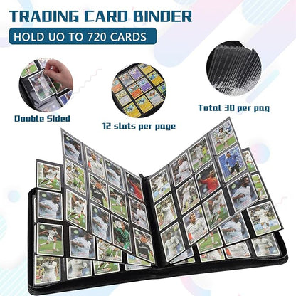 12 Pocket Card Binder,720 Pocket Trading Card Binder，Side Loading Collectible Card Albums for MTG, for TCG Football, Sports, Game Cards Blue