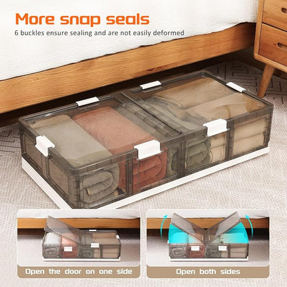 Under Bed Storage Containers with Wheels - Stackable, Foldable Plastic Storage Boxes with Lids for Clothes, Shoes, Blankets - Perfect for Bedroom Organization and Dorms (1 Pack-25.2''x16.5''x7.9'')