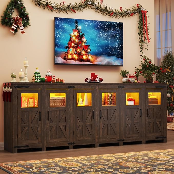 95.3" Large LED Farmhouse TV Stand