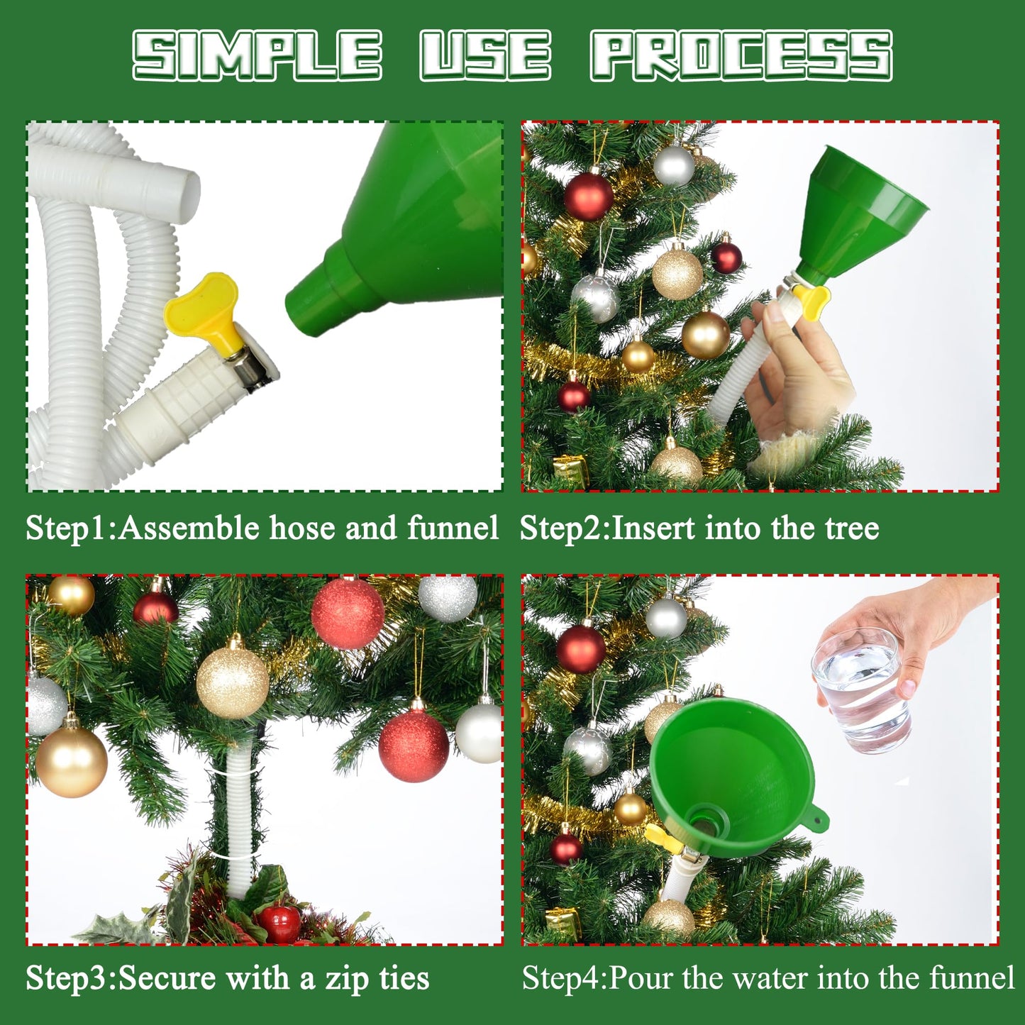 1.5m Christmas Tree Watering Funnel - Long Spout Watering System for Large Indoor & Outdoor Plants (Green)
