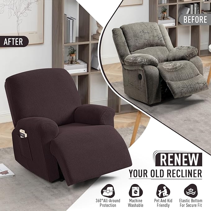 TAOCOCO Oversized Recliner Chair Covers, 1 Seater Streach Recliner Covers Soft