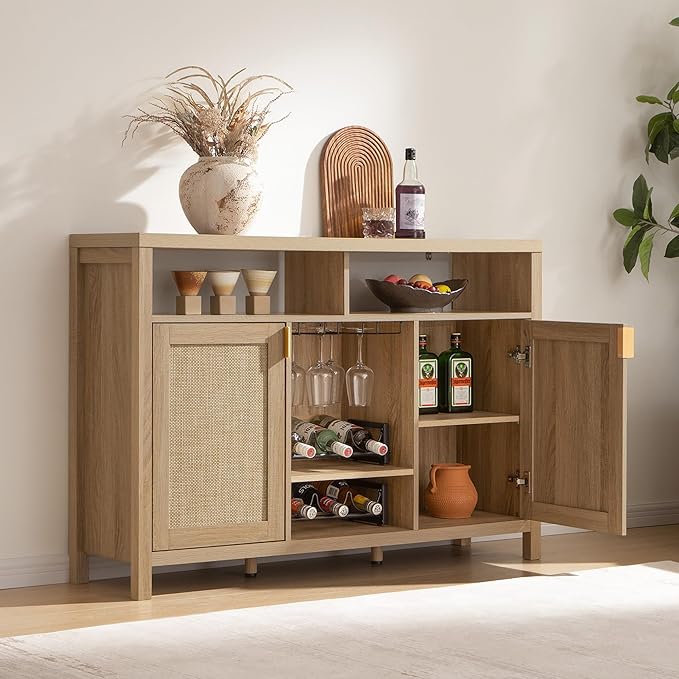 SICOTAS 51" Coffee Bar Cabinet Bar Cart