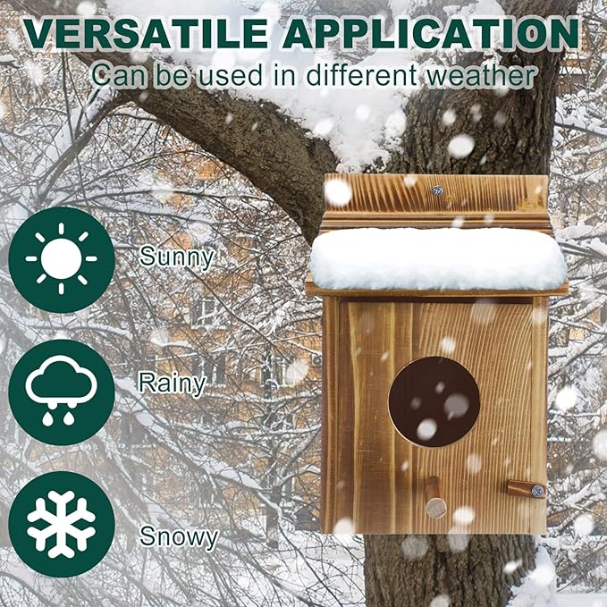 Tradder 3 Pcs Wood Bird Houses for Outside with Pole Hanging Bluebird Wooden Birdhouse for Outdoor Small Bird Nest Box for Finch, Bluebird, Hummingbird, Parakeet Garden Perch