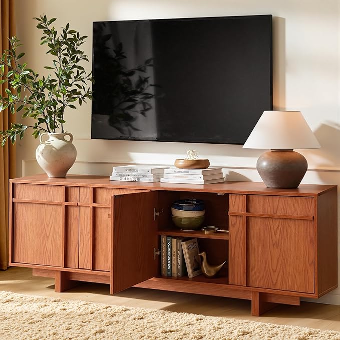 TV Stand for 75 Inch TV, Mid Century Modern TV Stand
