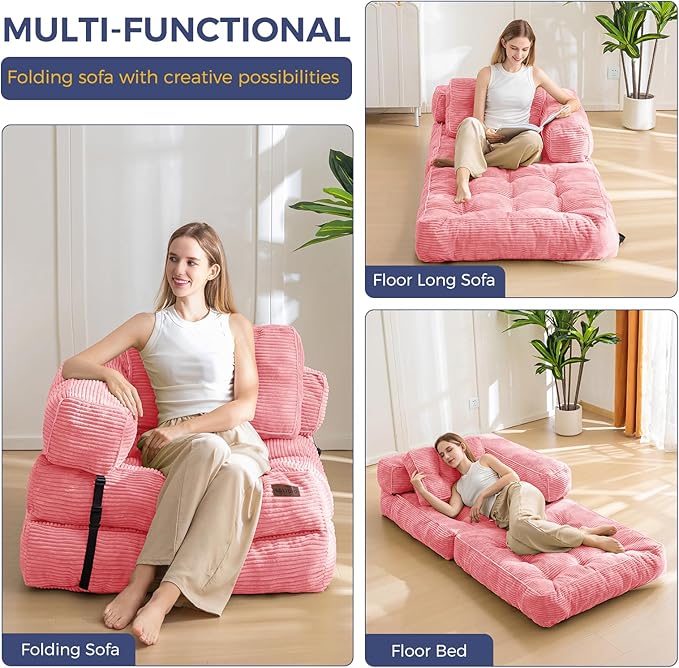 MAXYOYO Folding Sofa Bed, L-Shaped Convertible Sofa Bed