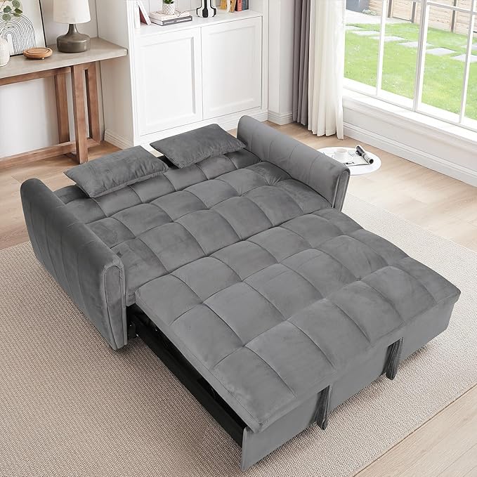 65 Inch Convertible Sleeper Sofa, 3-in-1 Sleeper Loveseat