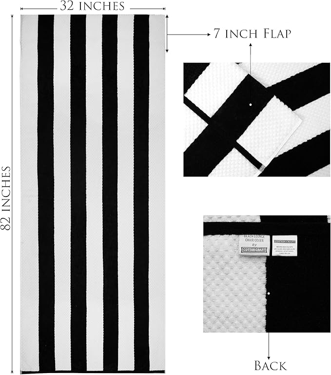 COTTON CRAFT Beach Lounge Chair Cover – 2 Pack Euro Spa Waffle Terry Towel