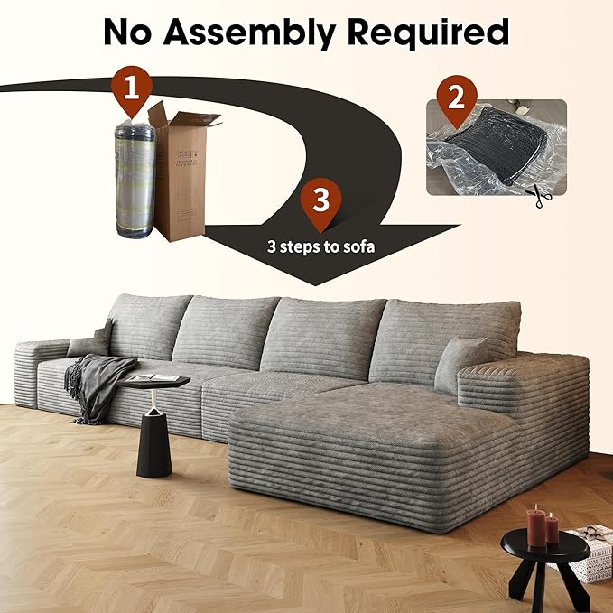 136" Sectional Couches for Living Room Cloud Couch Sofa